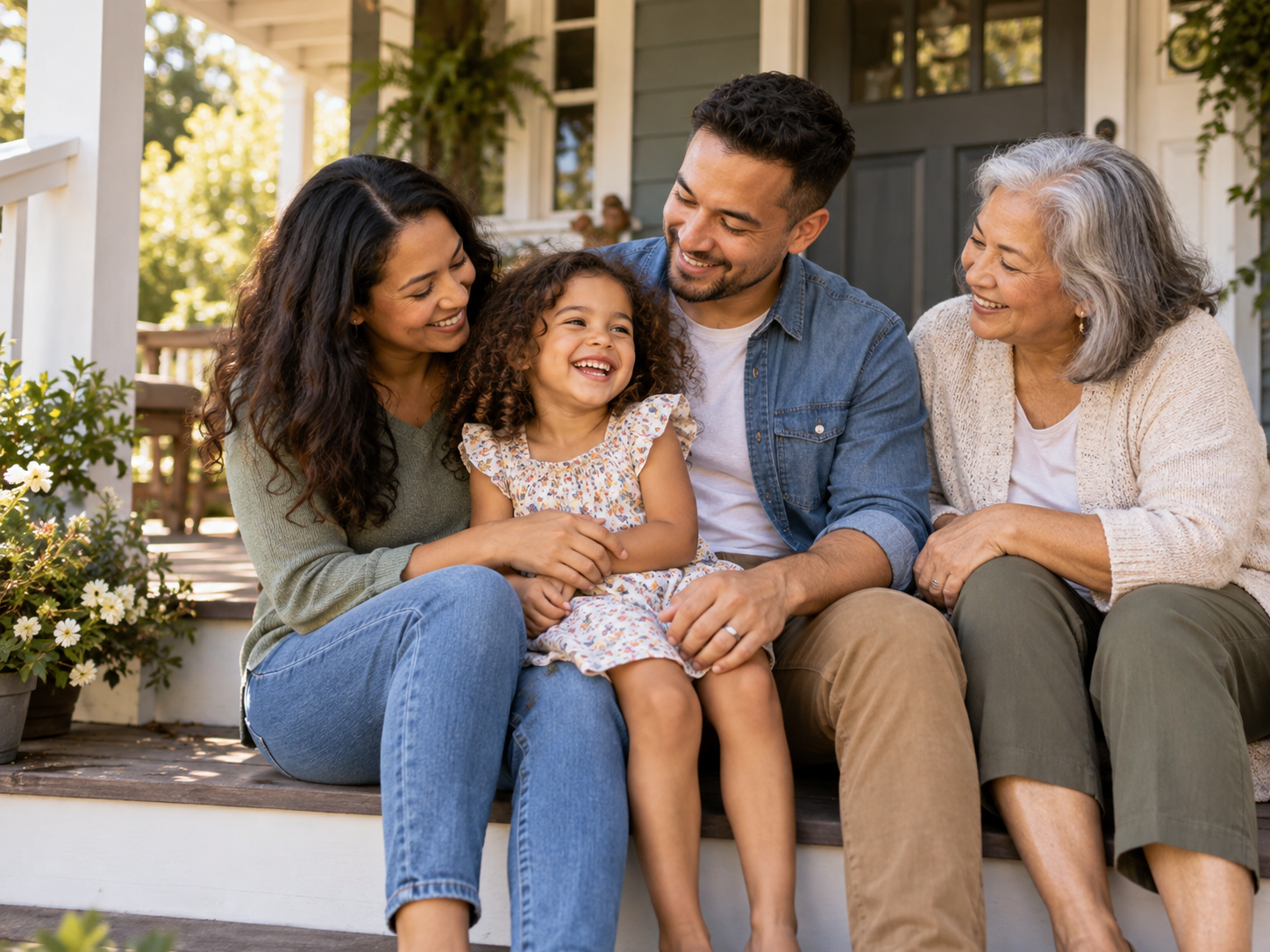 A family sharing a relaxed moment together at home